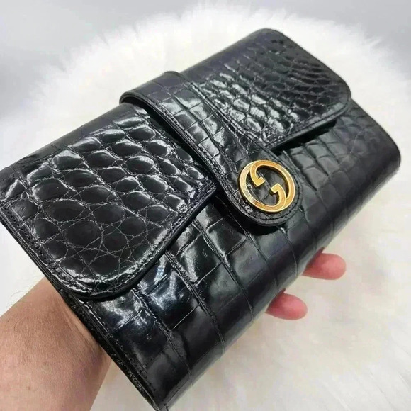 Gucc Double  G Croco Clutch - Picture 8 of 16